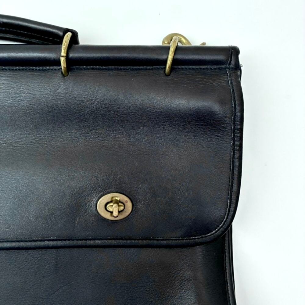 Vintage Laura USA Black Leather Satchel with Shoulder Strap - Laptop Bag - Picture 12 of 13